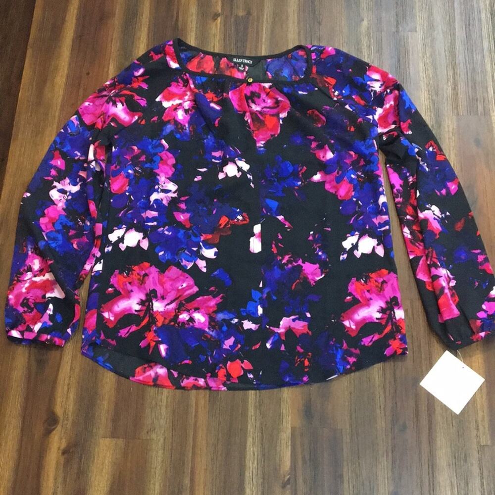 Ellen Tracy Floral Long Sleeve Dressy Blouse